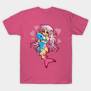 Peach Mermaid Loves Her Shark Plush T-Shirt